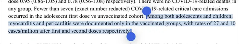 Not one unvaccinated child was found to have myocarditis or pericarditis.