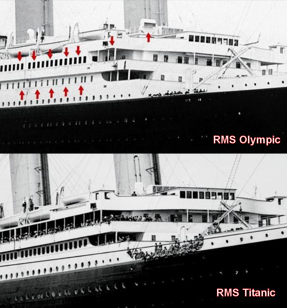 Comparison between the RMS Olympic and RMS Titanic