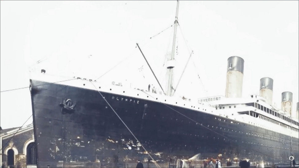 This is the real RMS Titanic in rebranded as the RMS Olympic - note 'Olympic' has been hand written on the original photo!