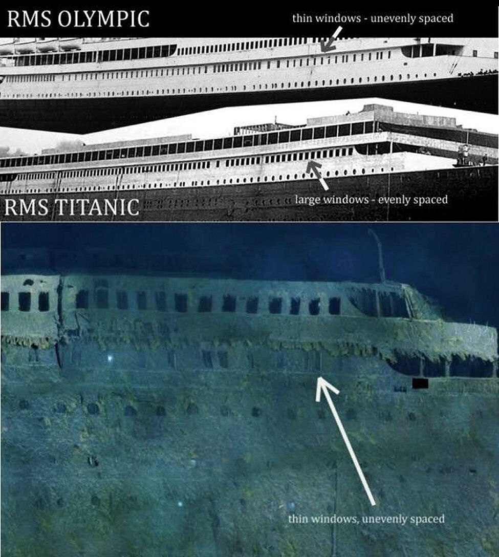 Comparison between the RMS Olympic and RMS Titanic