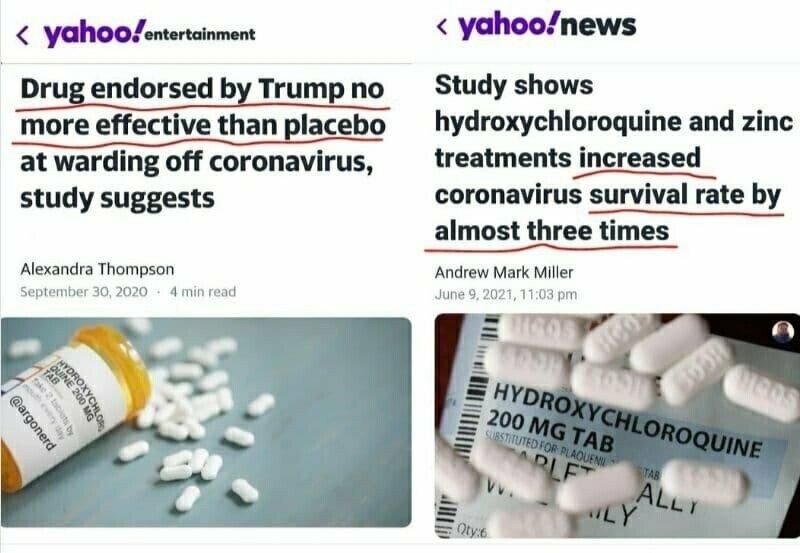 Yahoo News on Hydroxychloroquine - Then and Now - Trump was right all along!