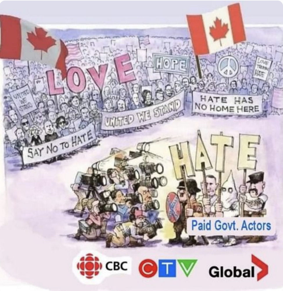 Canadian Freedom Convoy 'Say No to Hate' - False Flag - Paid Government Actors