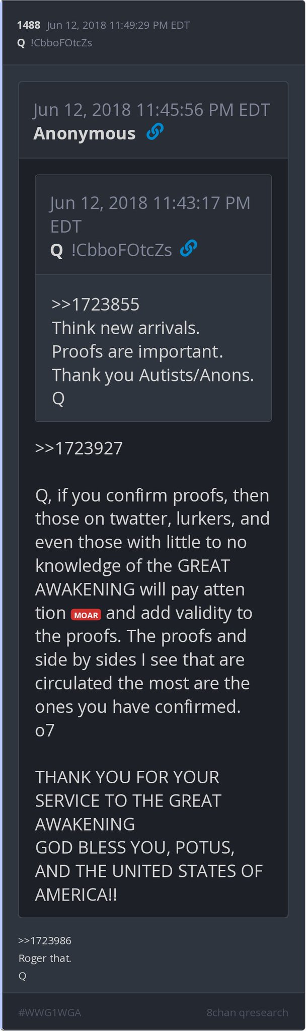 12th June 2018 - Q post - MOAR - Are you awake yet?