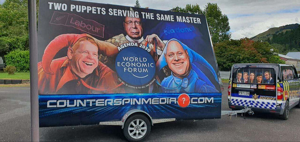 Counterspin Media Billboard. Labour & National are two puppets serving the same WEF master!