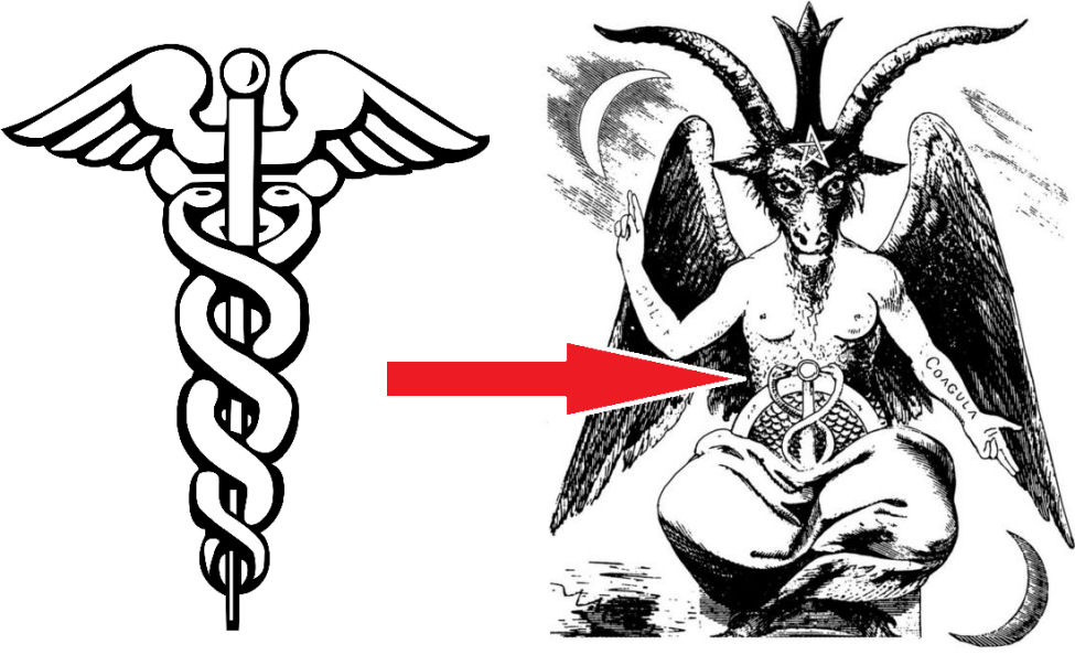 Medical Symbol on Baphomets lap