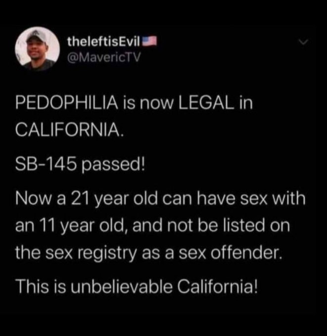 Pedophilia is now legal in California!