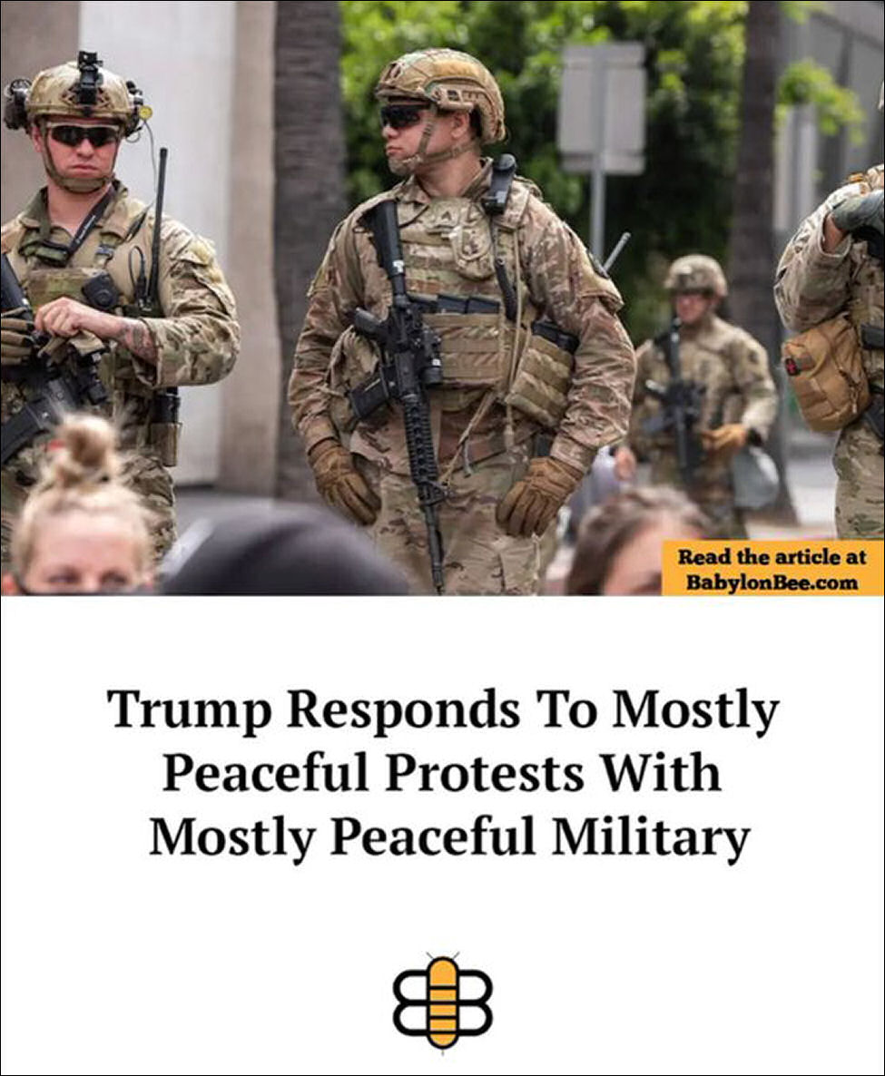 Trump responds to Mostly Peaceful Protests with Mostly Peaceful Military